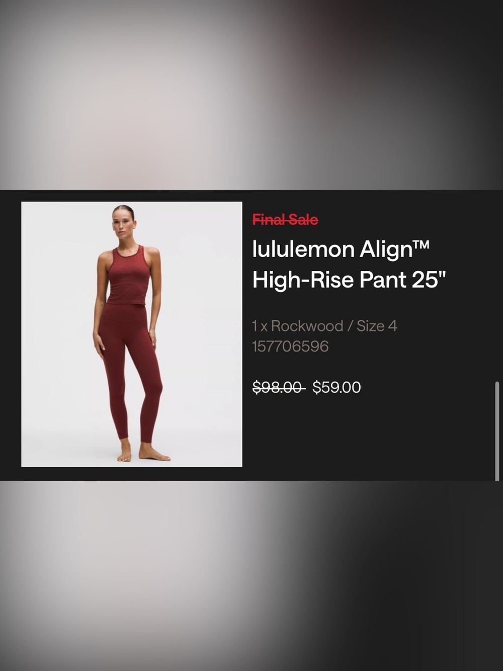 NWOT Lululemon Align High Rise Pant 25" Sz 4